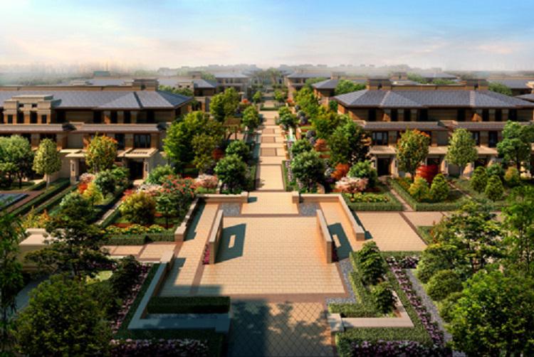 江苏省常州市武进区香溢澜桥别墅鸟瞰图 江苏省常州市武进区香溢澜桥别墅鸟瞰图